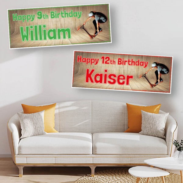 Scooter Personalised Birthday Banners