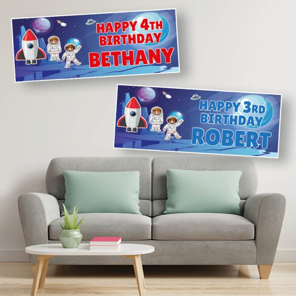 Astronauts Rockets & Spaceships Personalised Birthday Banners