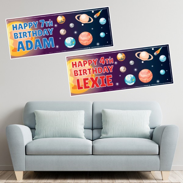 Space Planets Personalised Birthday Banners