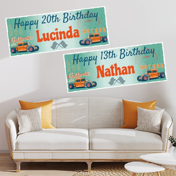 Truck Orange Personalised  Birthday Banners