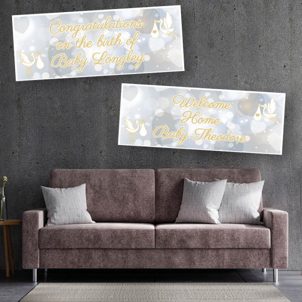 Stork Personalised Baby Banners