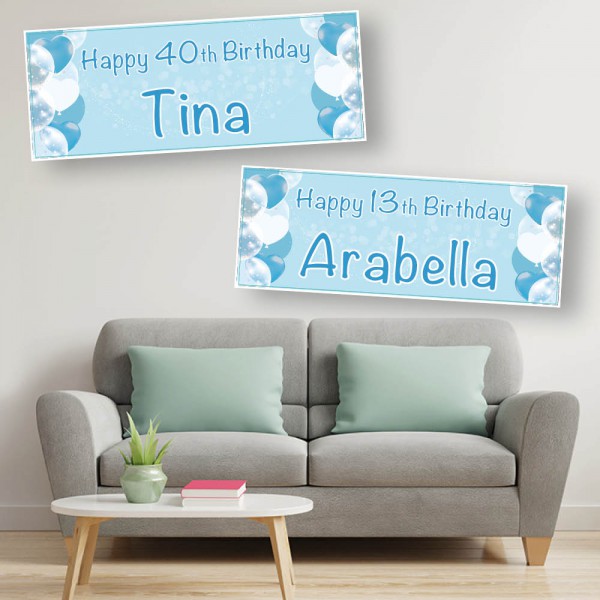 Teal & Turquoise Balloon Personalised Birthday Banners