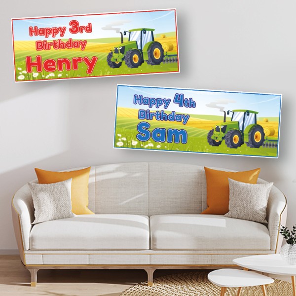 Tractor Personalised Birthday Banners