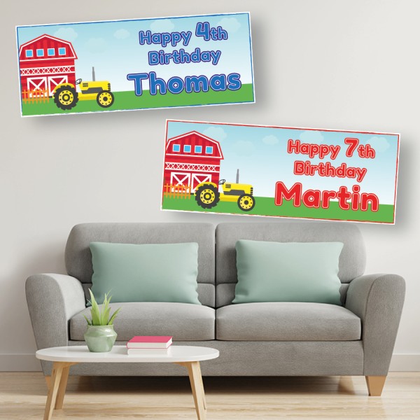 Tractor Farm Personalised Birthday Banners