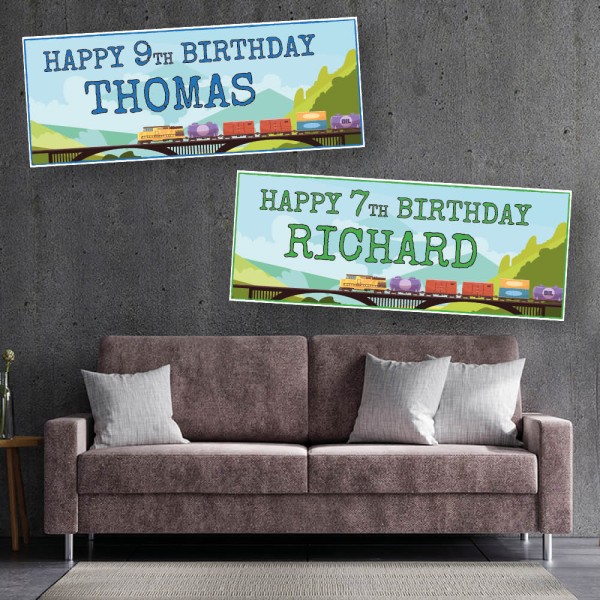 Freight Train Personalised Birthday Banners