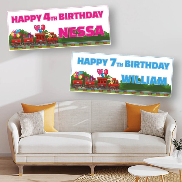 Party Train Personalised Birthday Banners