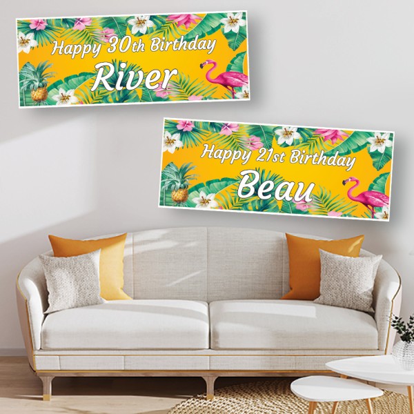 Tropical Pineapple Personalised Birthday Banners