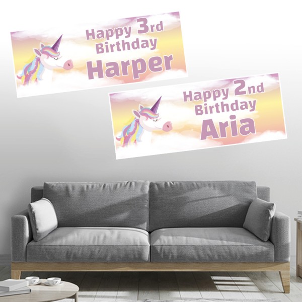 Unicorn Horn Personalised Birthday Banners