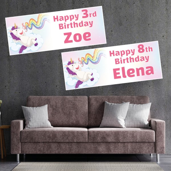 Unicorn Singing Personalised Birthday Banners
