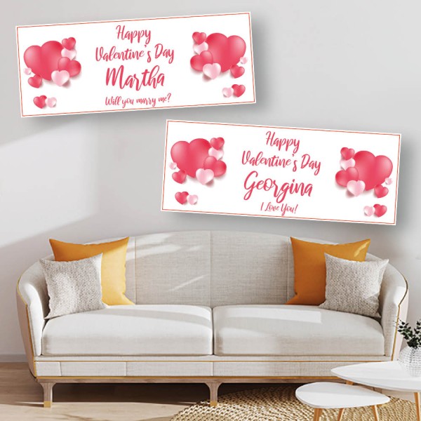 Bundle of Love Heart Personalised Valentine's Day Banners