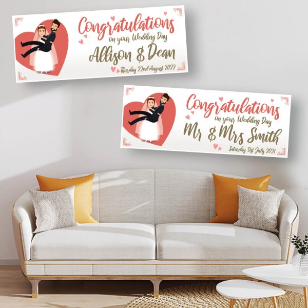 Wedding Day Bride & Groom Wedding Personalised Banners